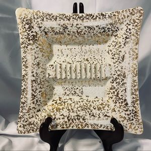 Vintage Mid Century Ashtray White with Gold Flecks